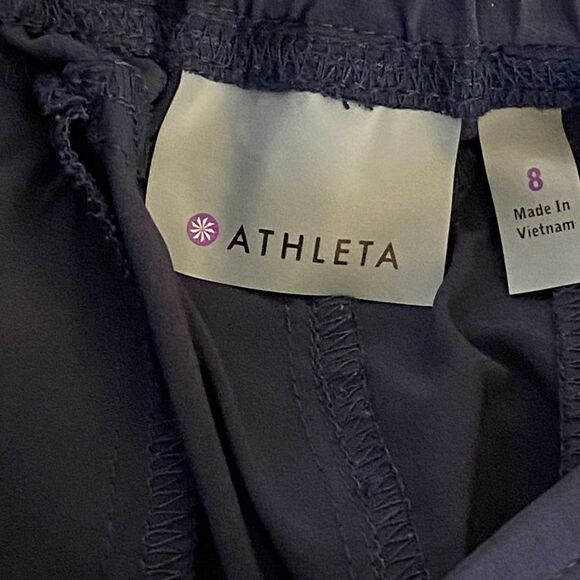 Athleta Navy Pants Size 8 Gathered Waist And Hem Zippered Pockets NWOT - Picture 7 of 7